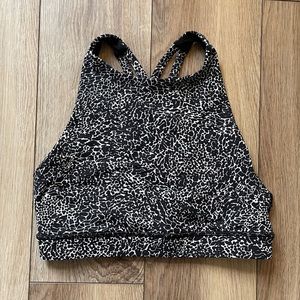 Black and White Lululemon Crop Top Sports Bra
